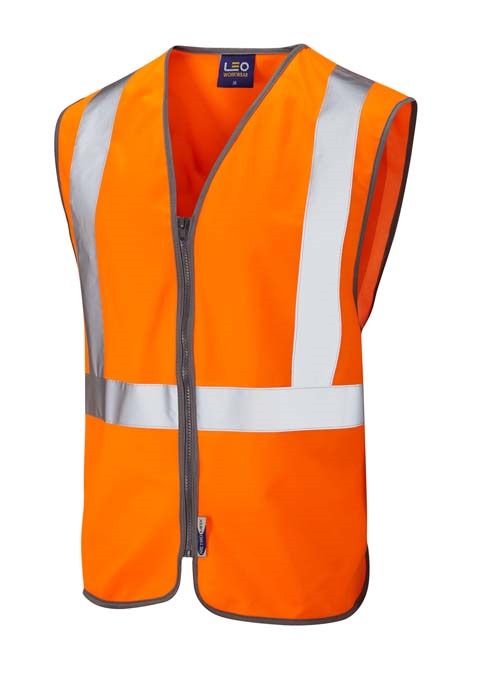 LEO WORKWEAR EGGESFORD ISO 20471 Cl 2 Railway Zip Waistcoat